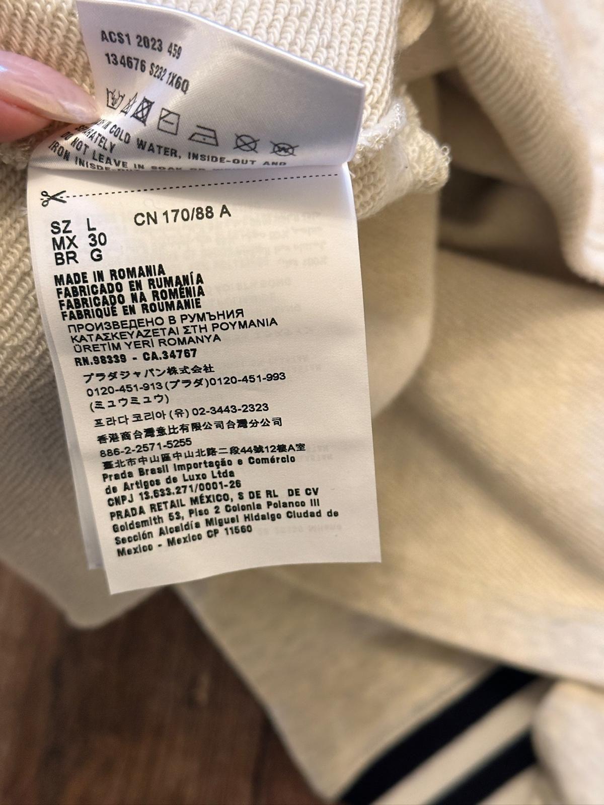 Prada Dove Grey Cropped Sweatshirt