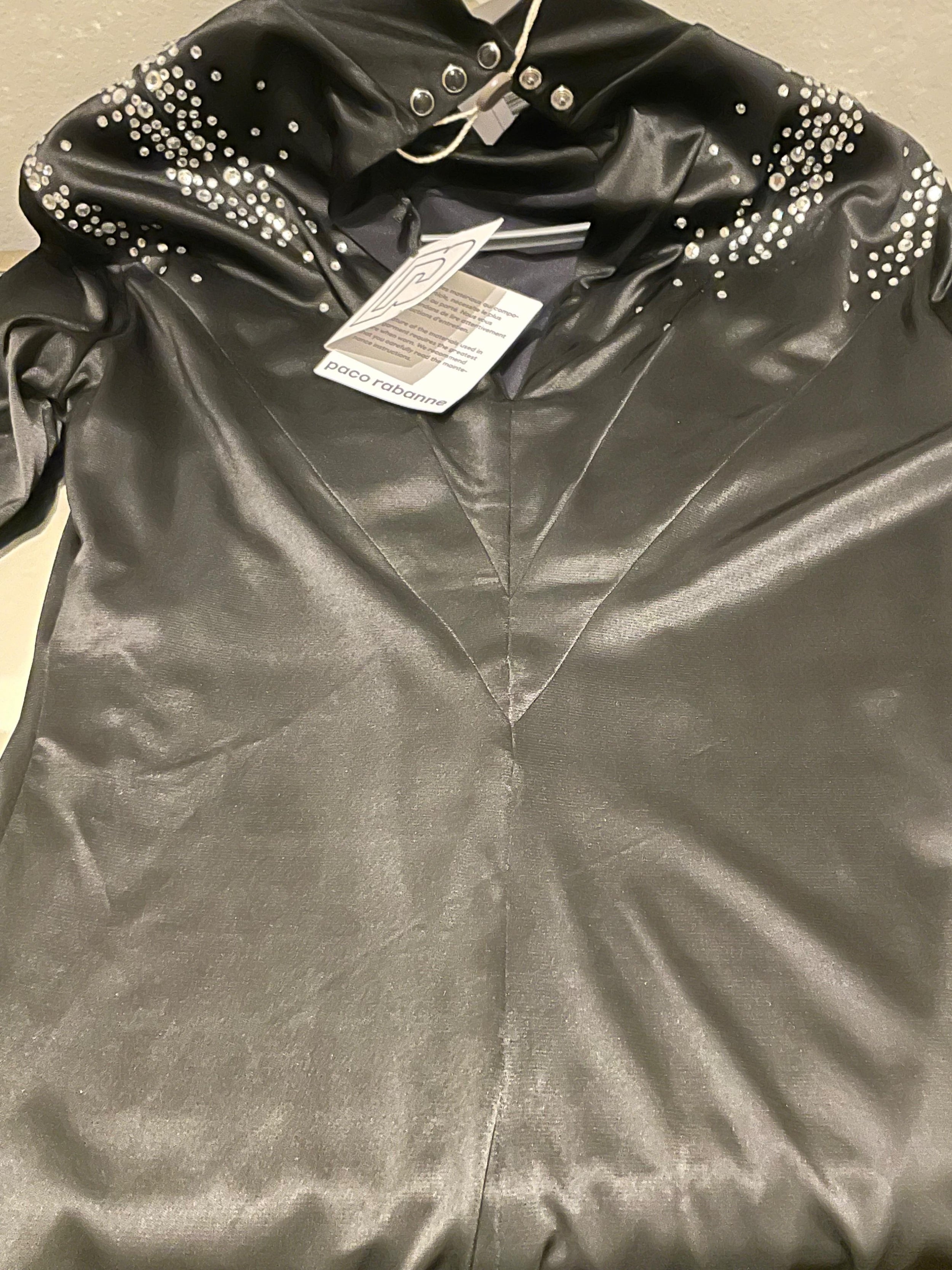 black crystal embellished high neck blouse