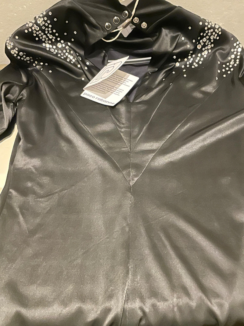 black crystal embellished high neck blouse