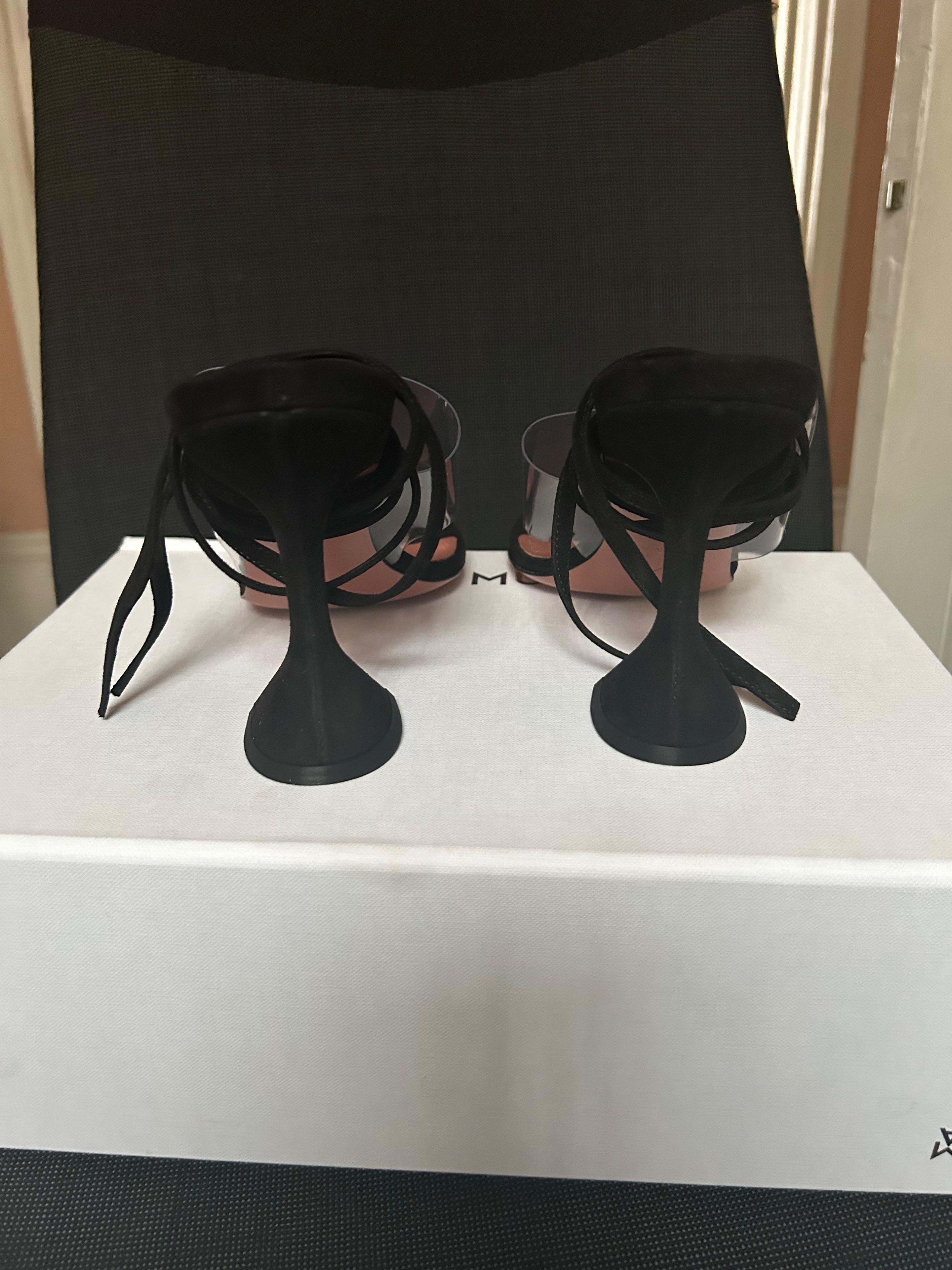 Black Suede Zula 95 PVC Thong Sandals