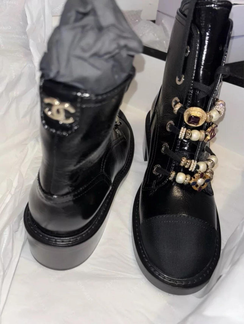 Chanel Metier D'Arts Combat Boots