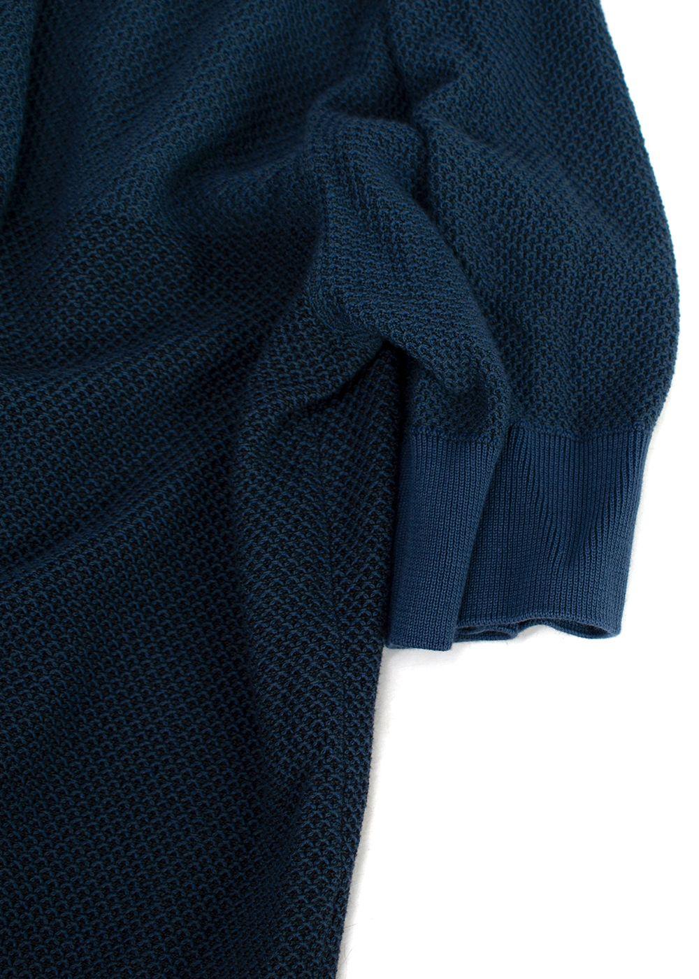Hermes Blue Two-tone Knitted Cotton  T-Shirt