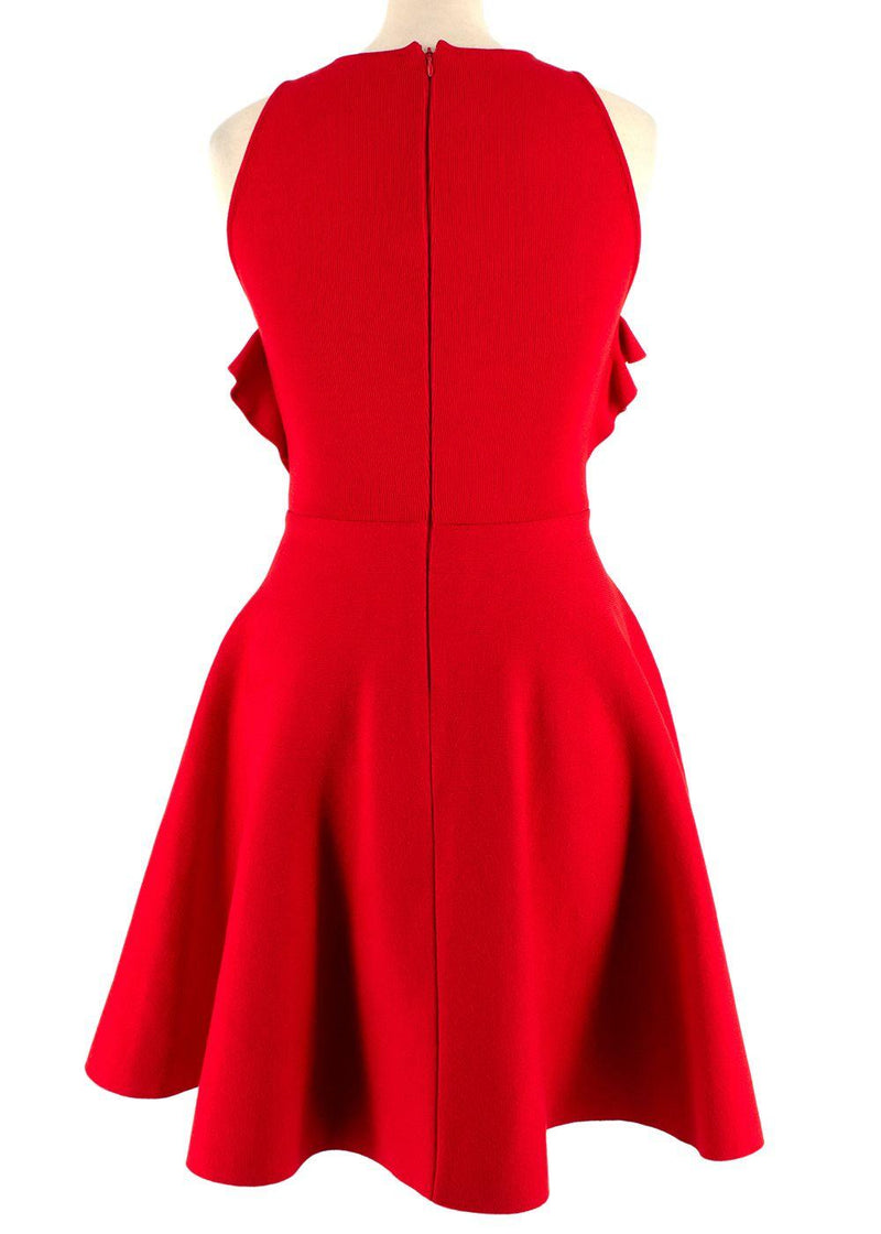 Giambattista Valli Red Ruffle Trimmed Skater Dress