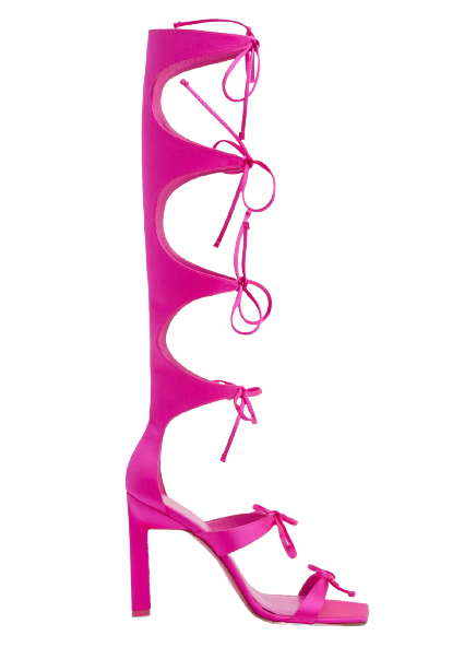 The Attico Pink Satin Aria Gladiator Sandal