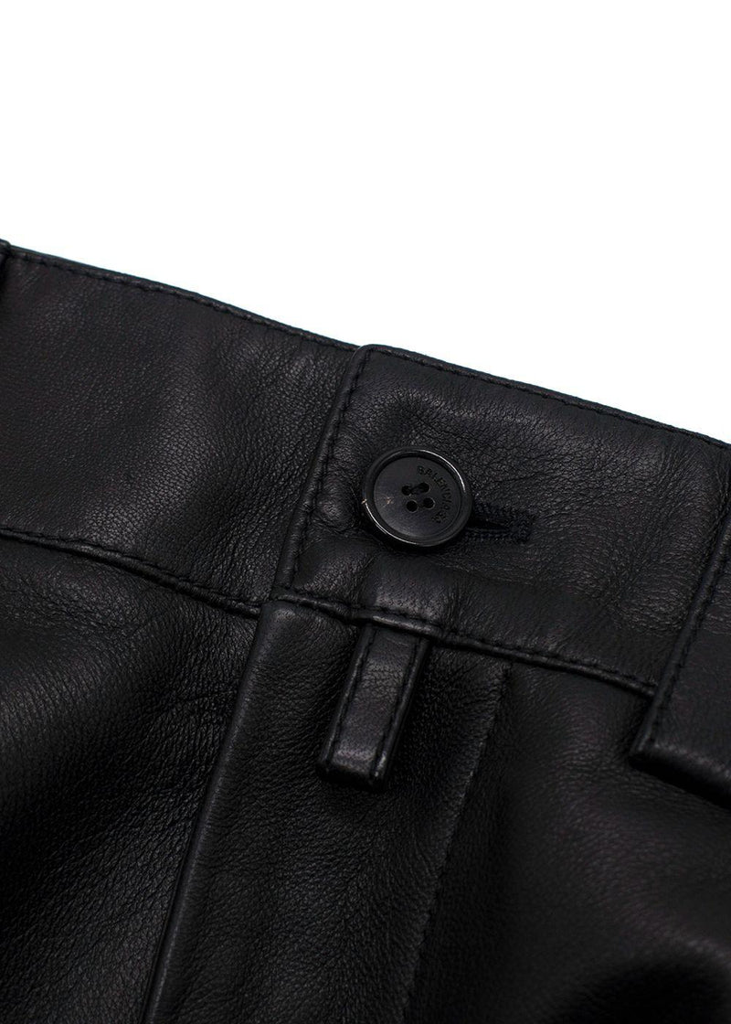 Balenciaga Black Unisex Straight Leg Leather Trousers