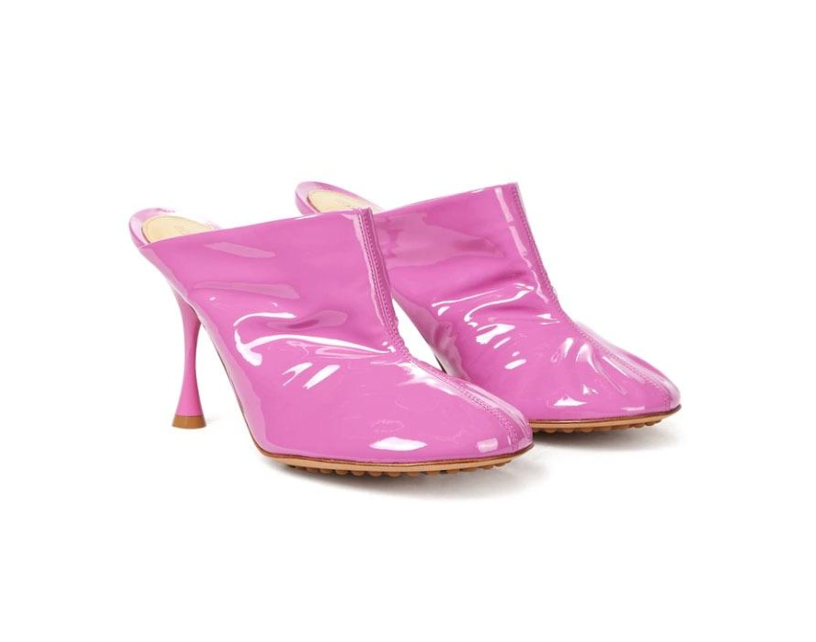 Pink Patent Leather Dot Sock Mules