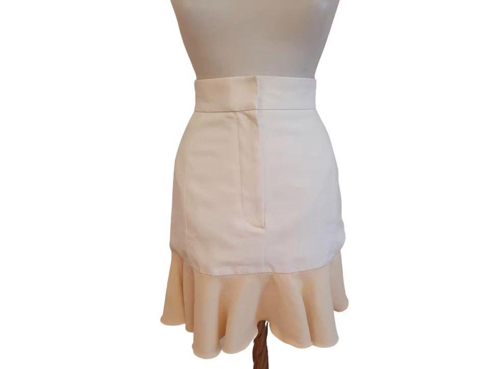 White & cream ruffle hem skirt