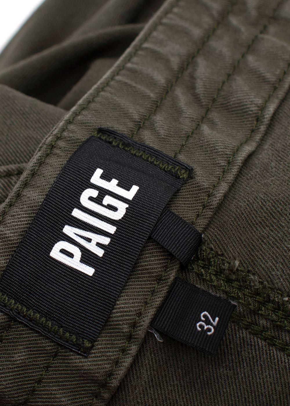 Paige Green Denim Toggle Hem Reid Trousers