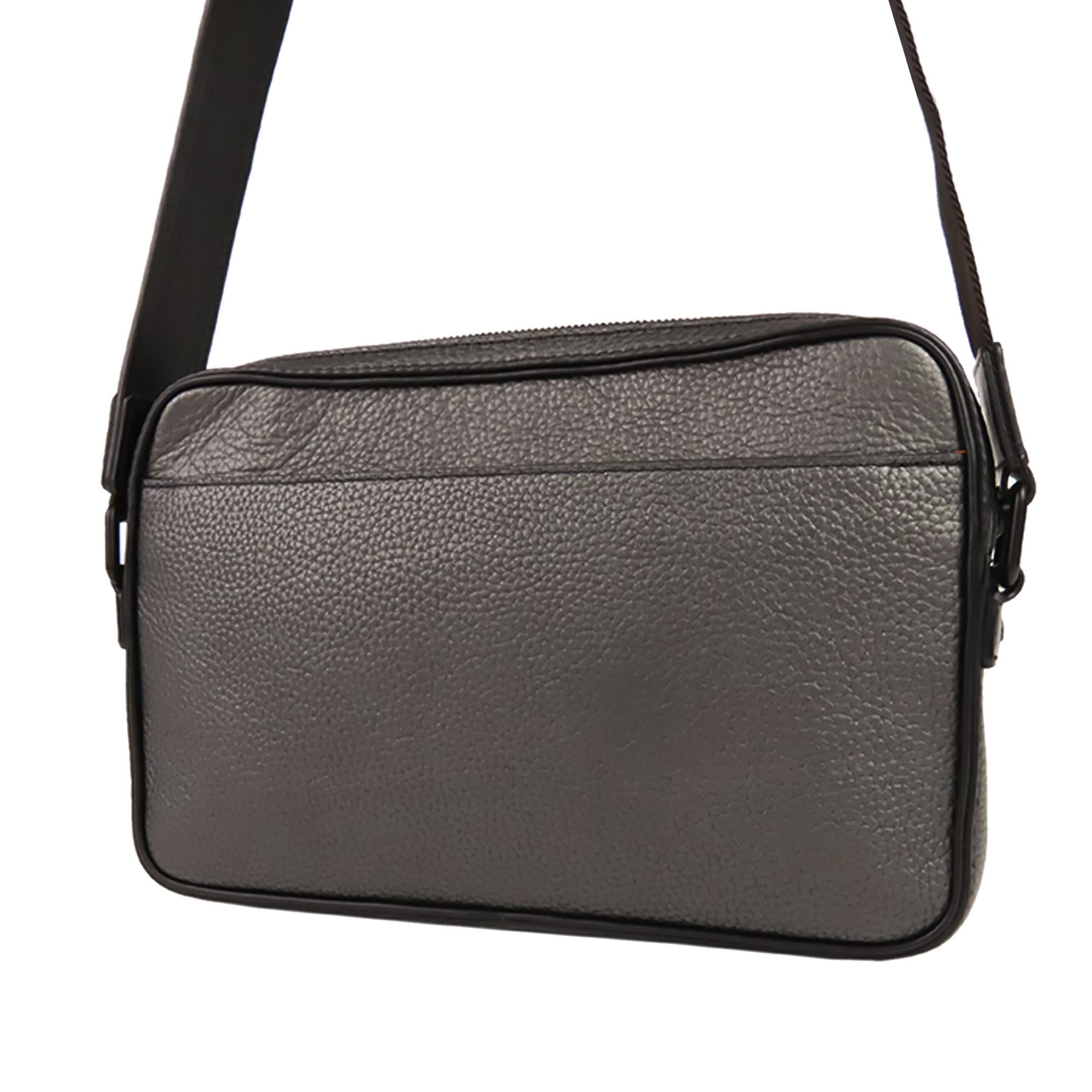 Grey Taurillion Leather Alpha Messenger Bag
