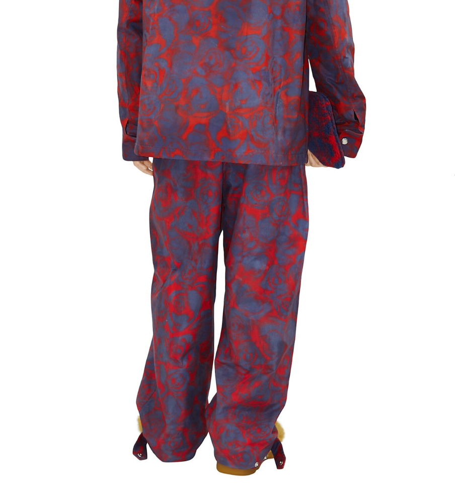 Purple and Red Printed Wide-Leg Trousers