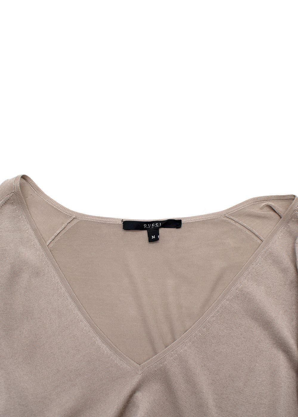 Gucci Beige Glitter Effect Long Sleeve Top