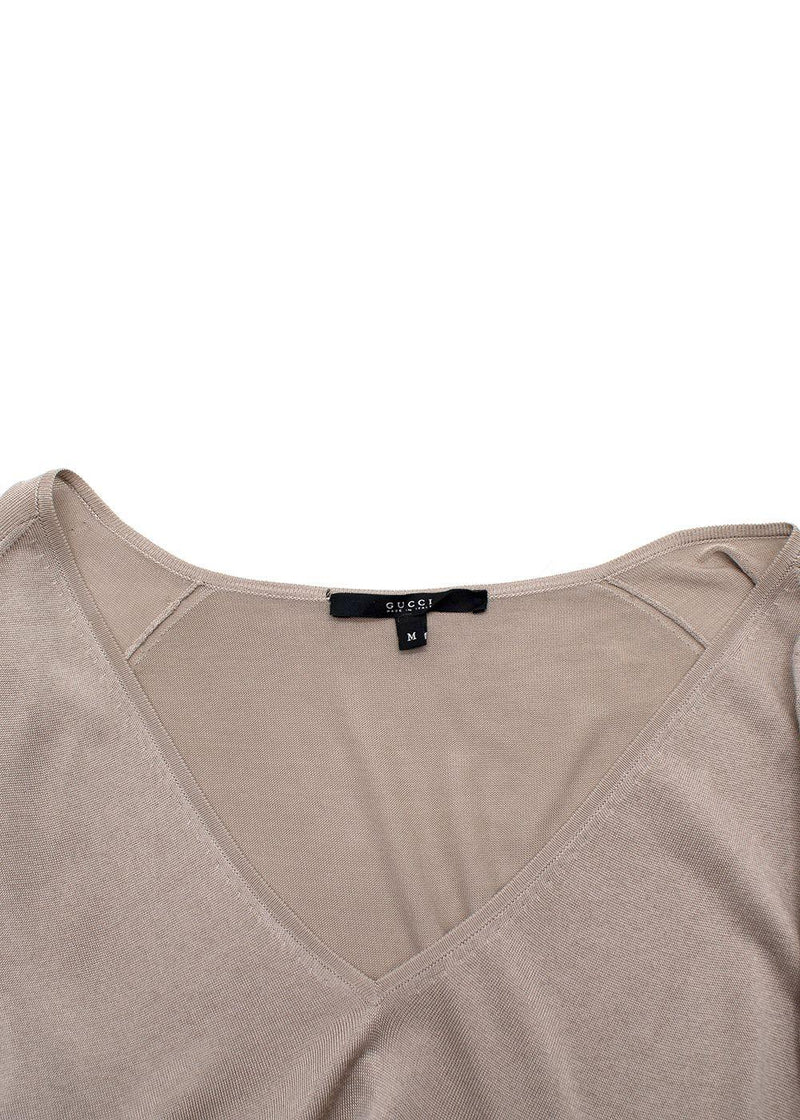 Gucci Beige Glitter Effect Long Sleeve Top