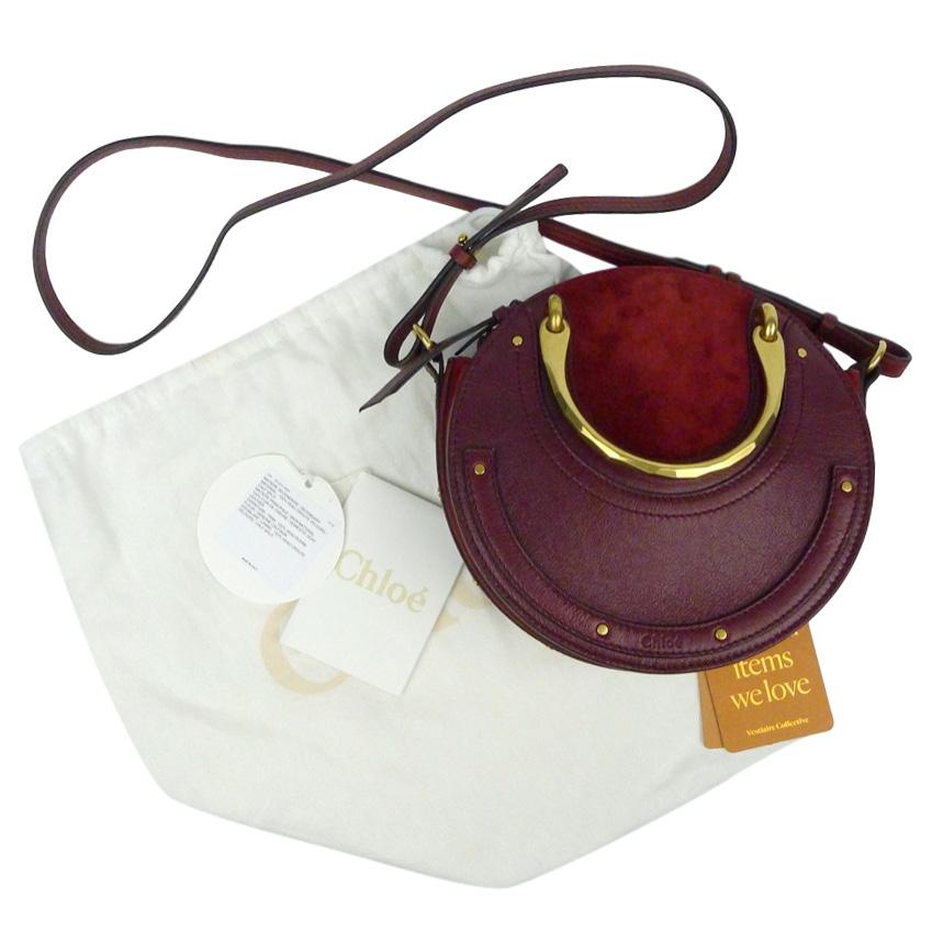 Chloe Burgundy/Red Suede & Leather Pixie Crossbody Bag