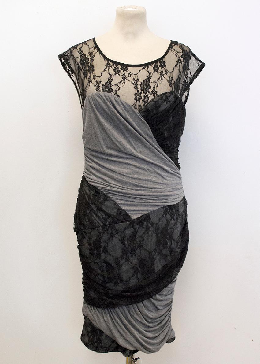 Tracy Reese Grey Jersey Dress with Black Lace