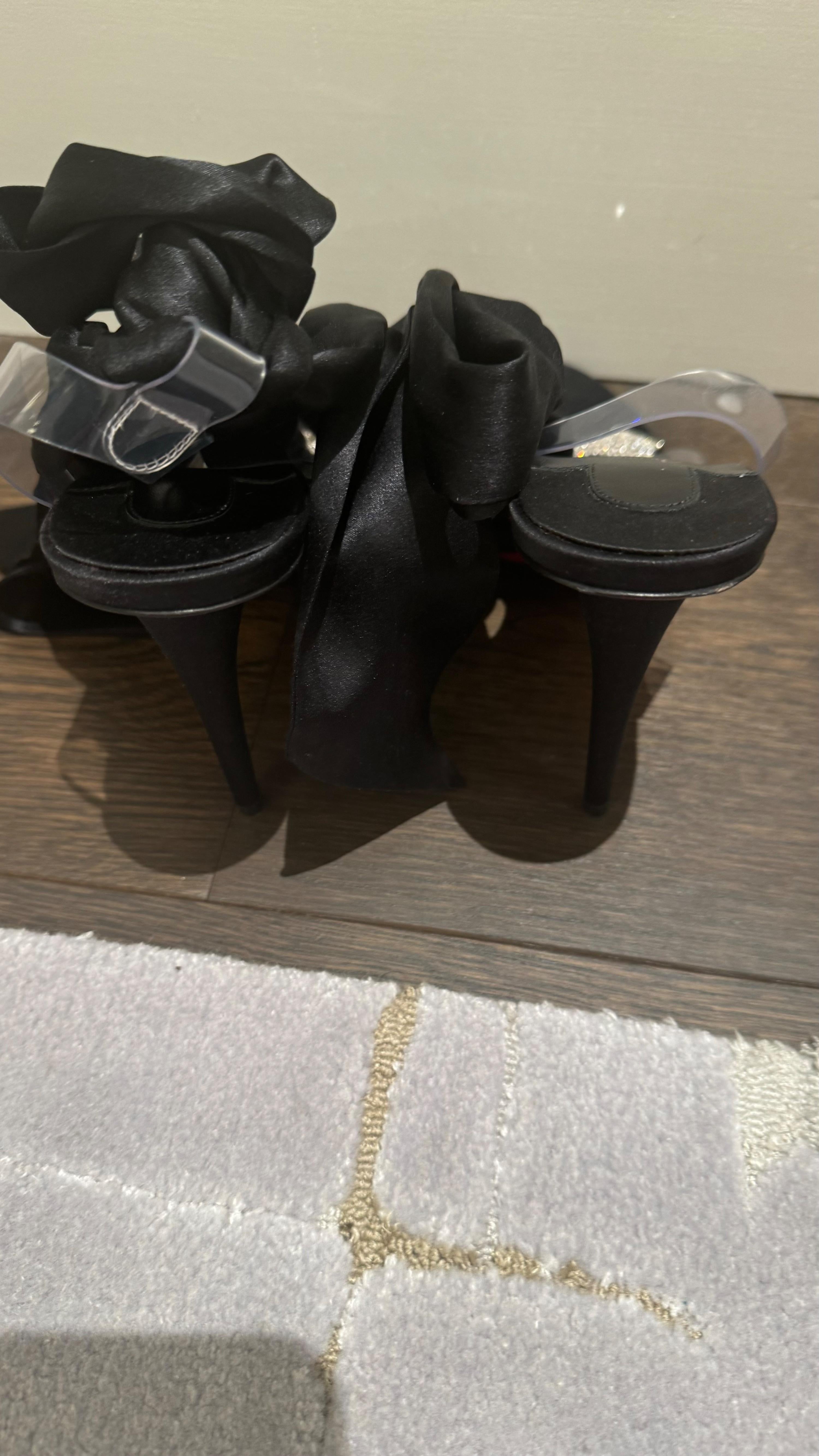 Christian Louboutin Black Crystal Bow  Astrinodo Sandals