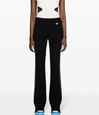 Off-White Side-Stripe Ribbed Flared Trousers