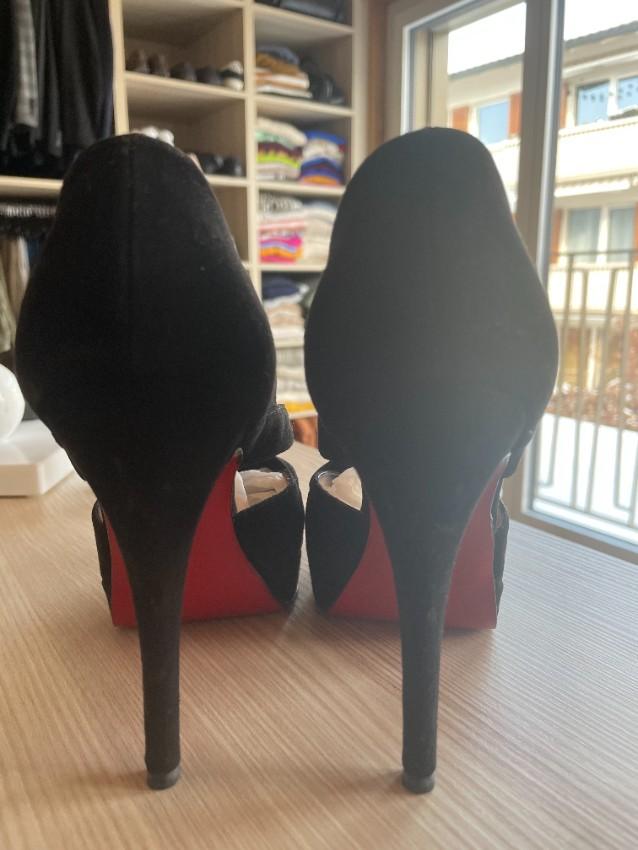 Christian Louboutin Black Suede Criss-Cross Sandals