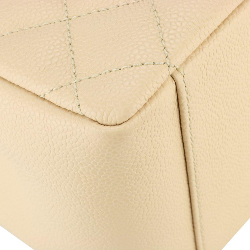 Beige Caviar Grand Shopping Tote (GST) with Silver Hardware