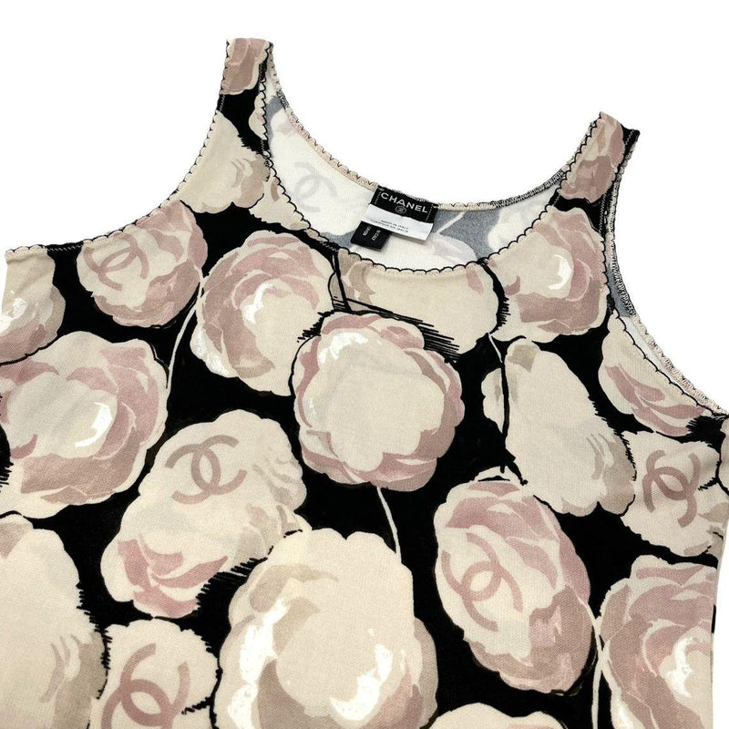 Vintage Camelia print jersey tank top