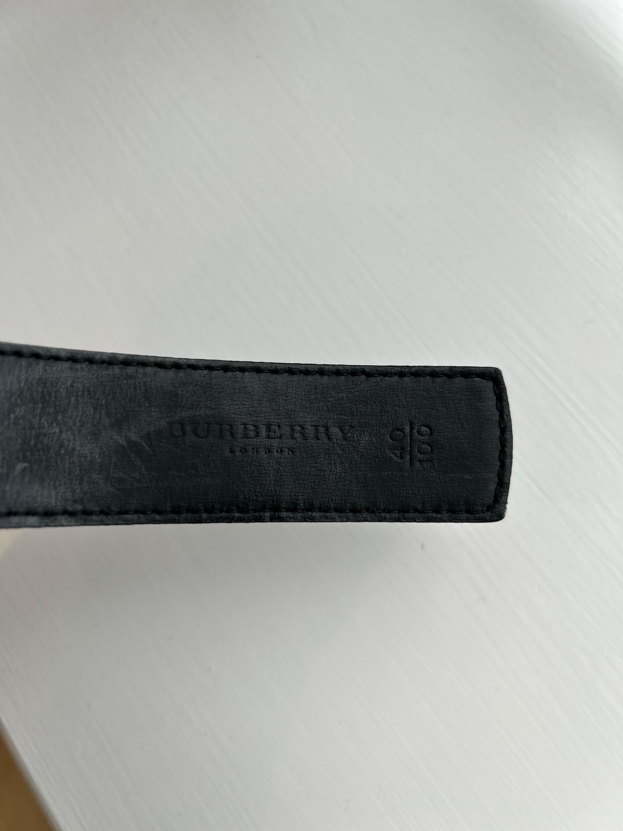 Check Canvas & leather Belt - Size 100