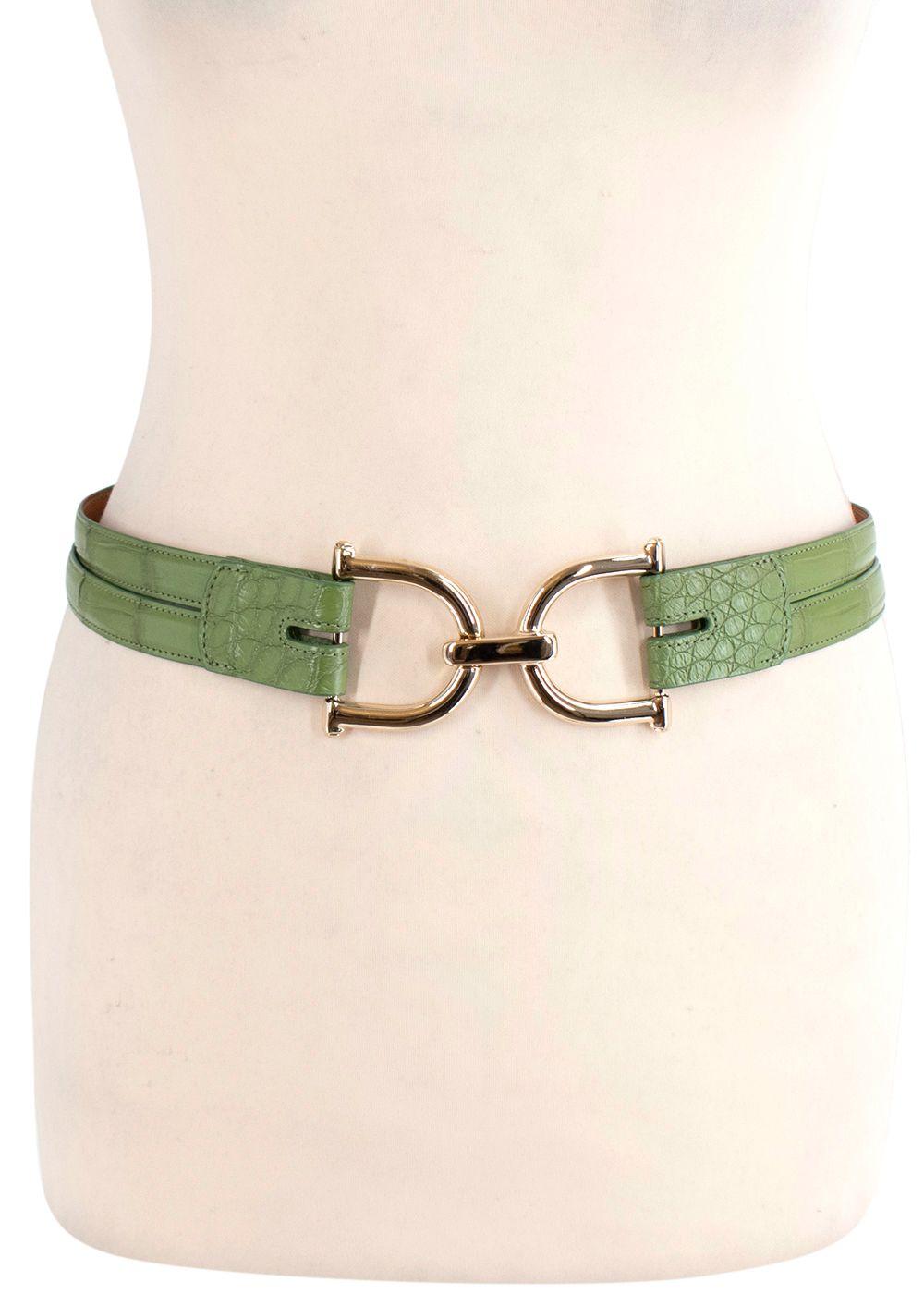 Green Crocodile Waist Belt - Size 75
