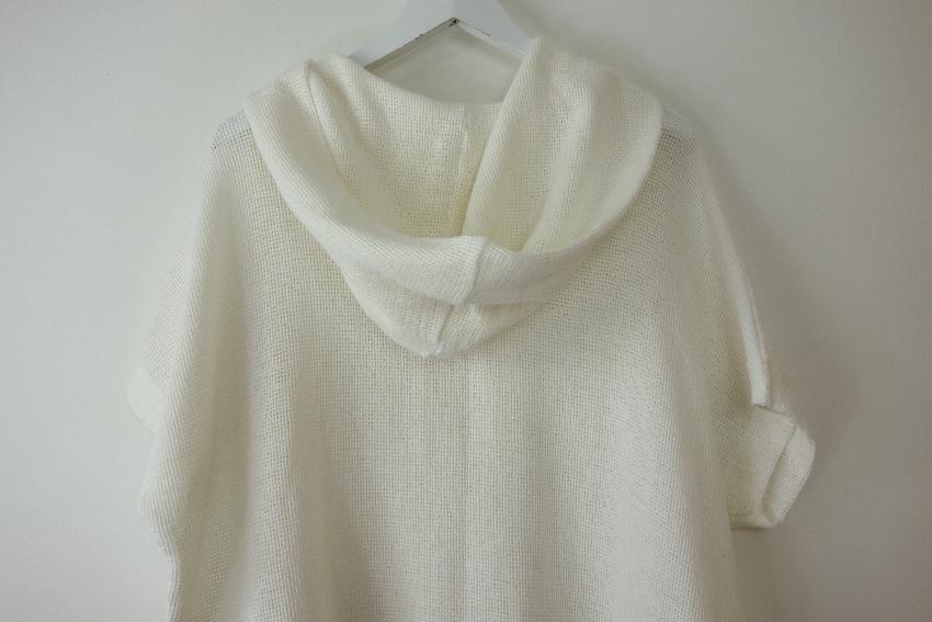 James Perse Ivory Mesh Knit Hooded Top