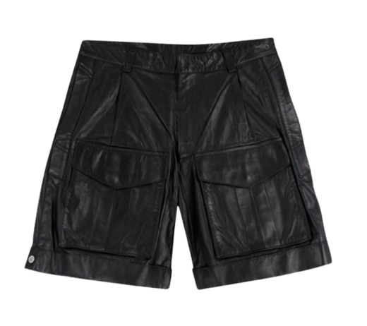 Dior Homme Black Leather Cargo Shorts