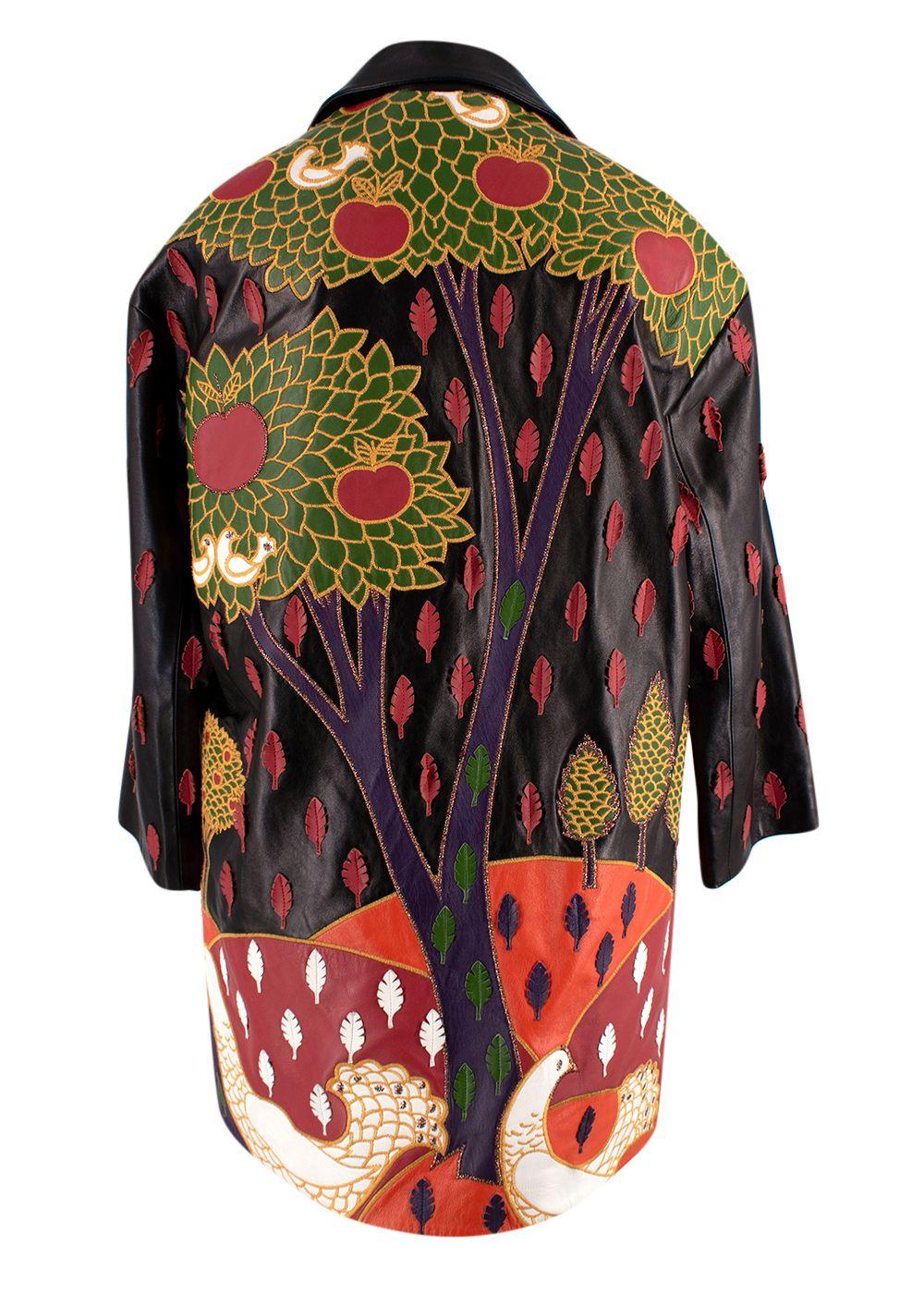 Red Valentino Black Embroidered Leather Jacket