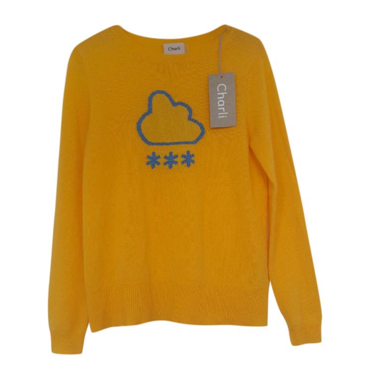 Charli Yellow Cloud Intarsia Cashmere Jumper