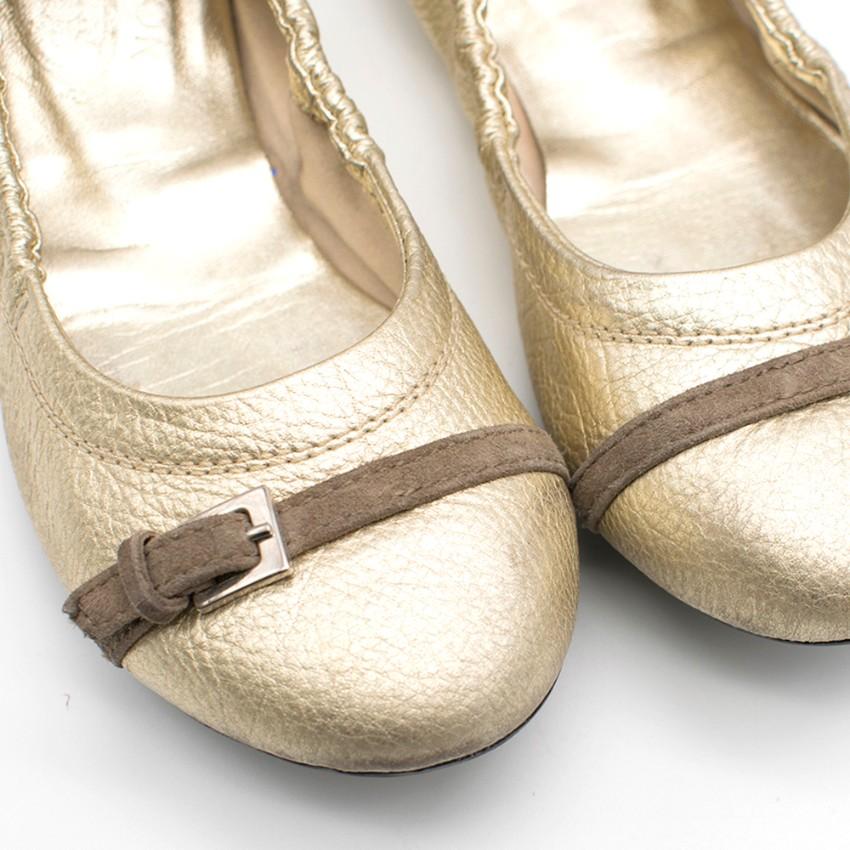Tod's Gold Driving Ballerinas