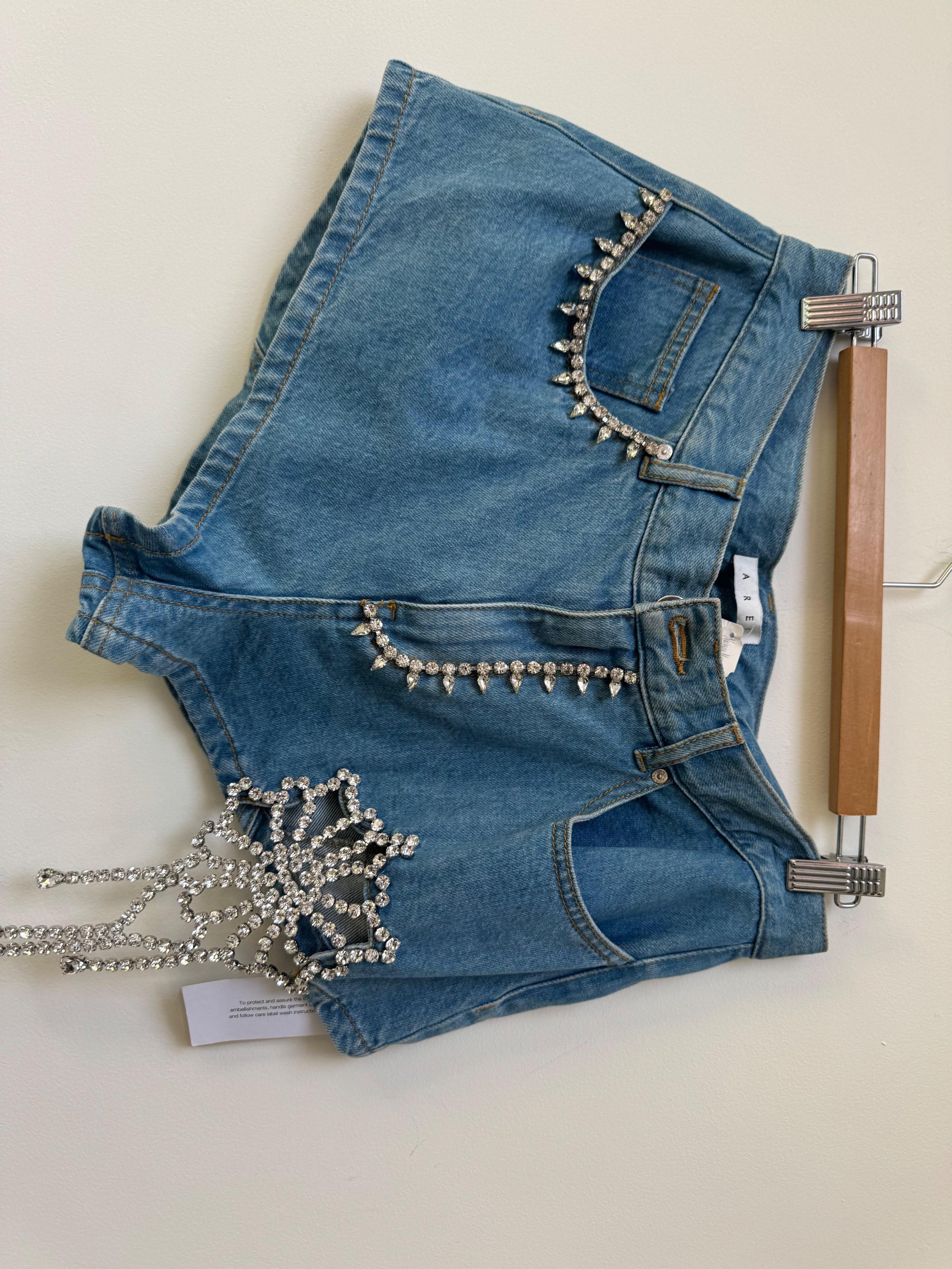 Crystal Embellshed Denim Festival Shorts