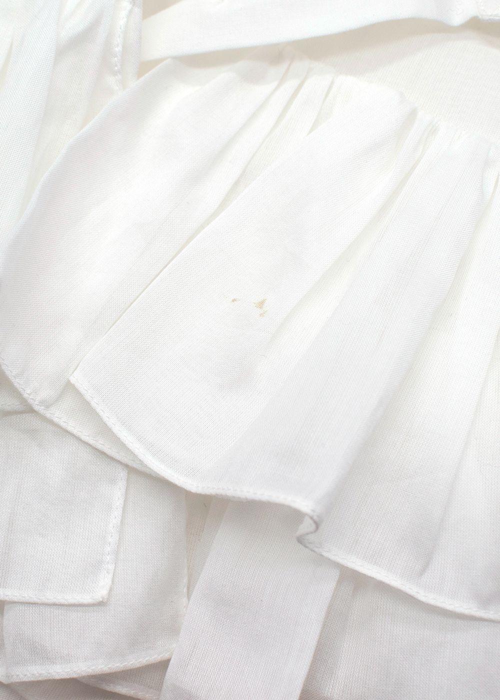 Alaia White Fine Cotton Frilly Blouse