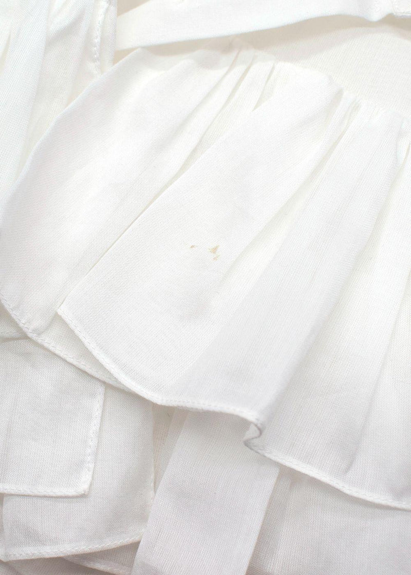 Alaia White Fine Cotton Frilly Blouse