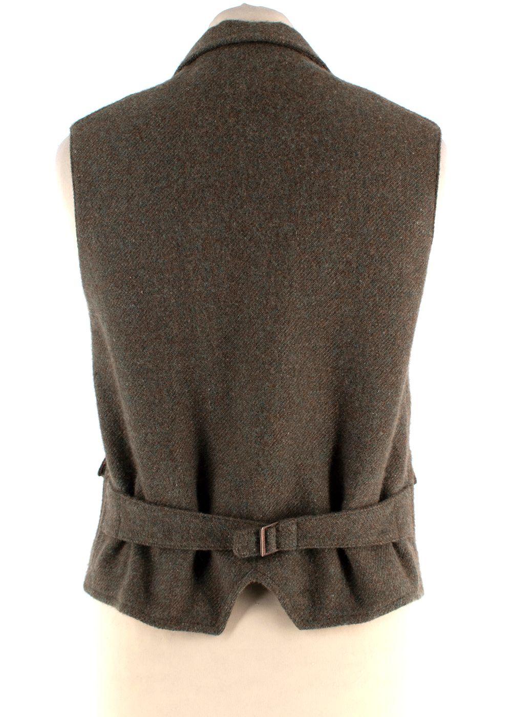 Ralph Lauren Khaki Tweed Alpaca Blend Gilet