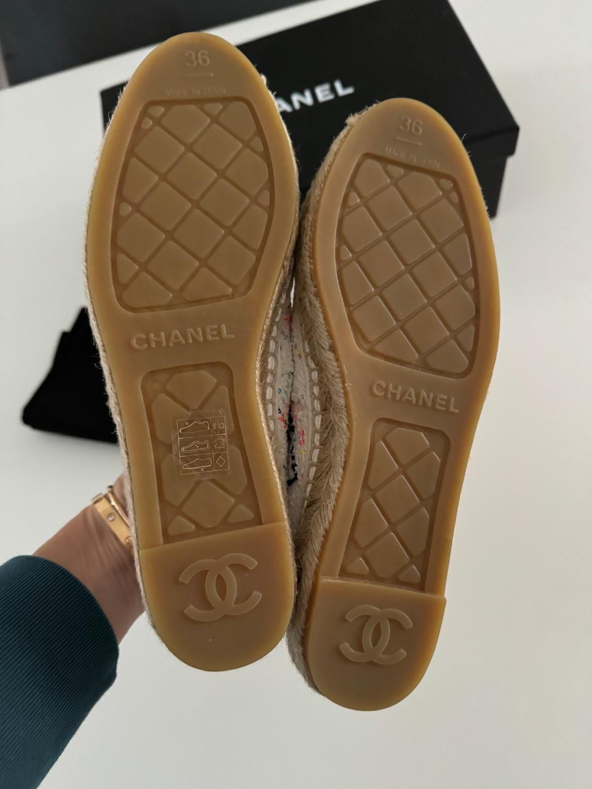 Chanel White Tweed Espadrilles