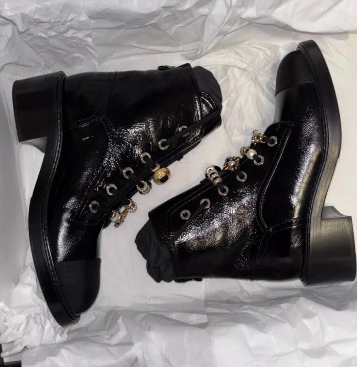 Chanel Metier D'Arts Combat Boots