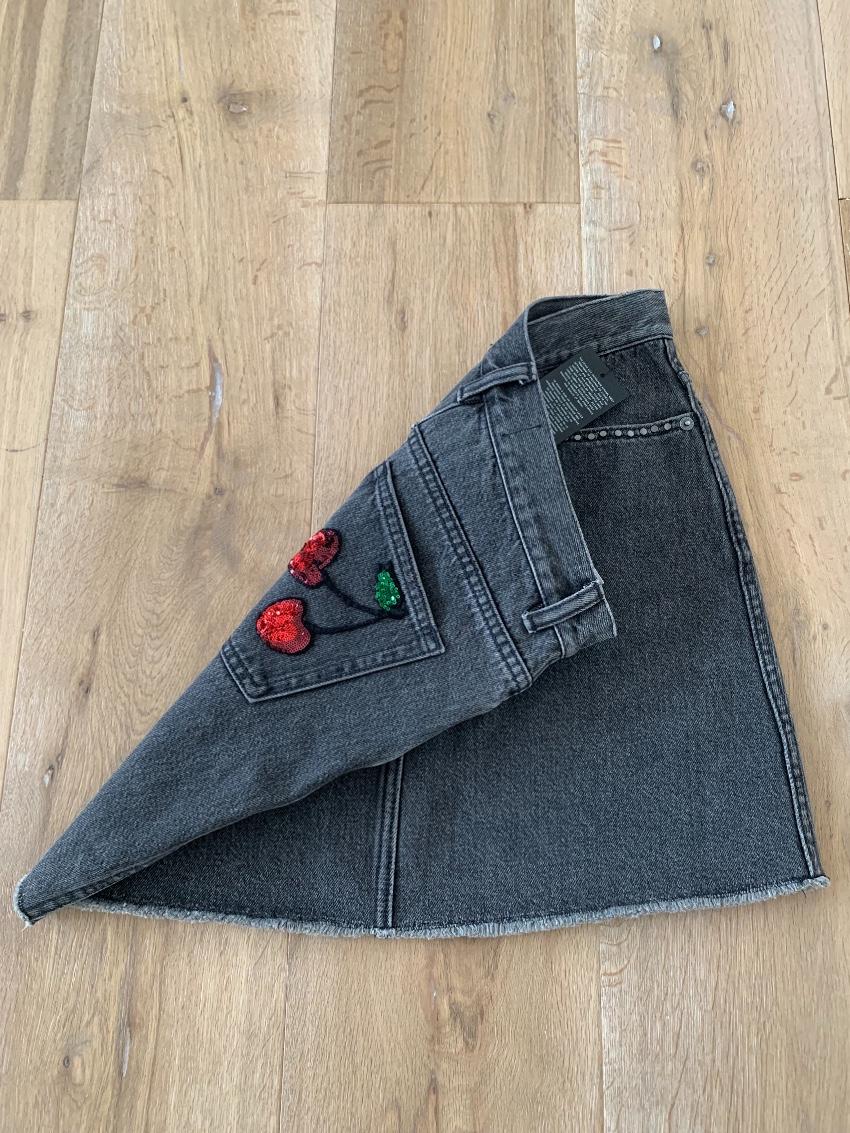 Marc by Marc Jacobs cherry embellished denim skirt