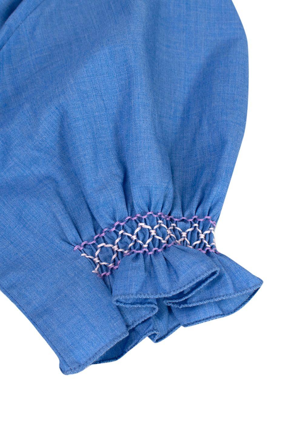 Loretta Caponi Blue Marina Smocked Voile Dress