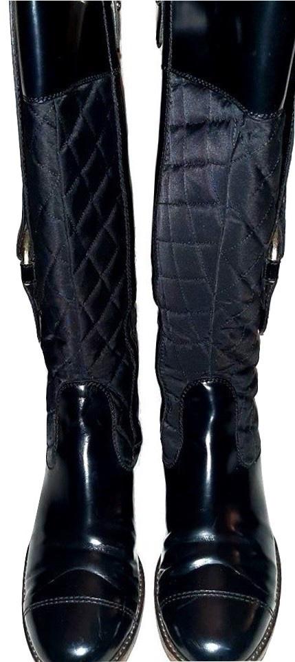 Burberry Black Quilted Leather & Nylon Boots