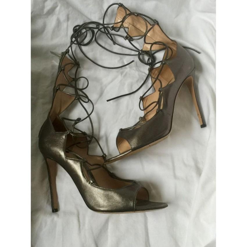 Gianvito Rossi Metallic Lace-Up Sandals