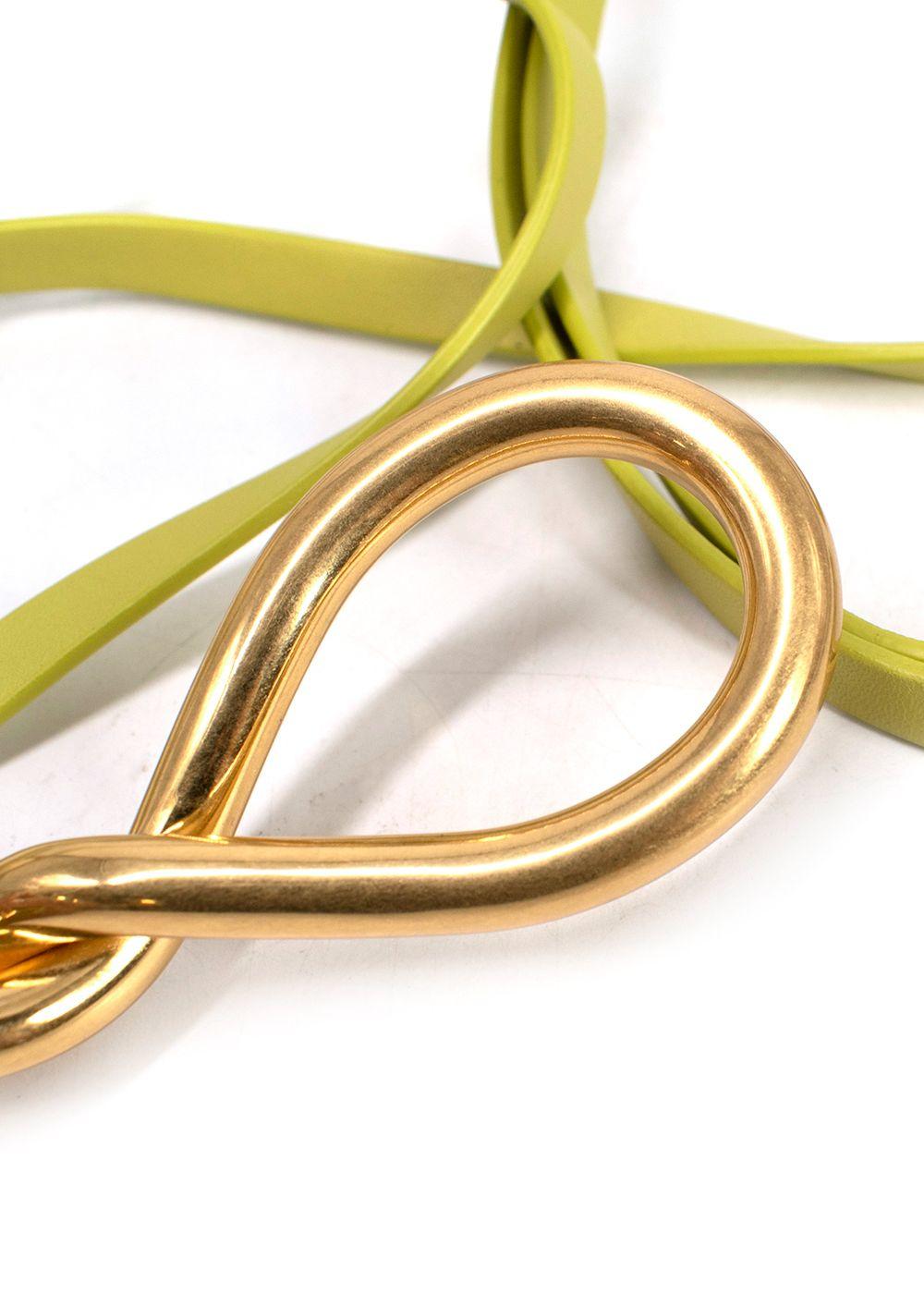 Bottega Veneta Lime Green Twisted Buckle Double Strap Belt