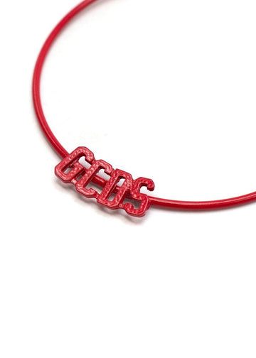Red enamelled logo hoop earrings