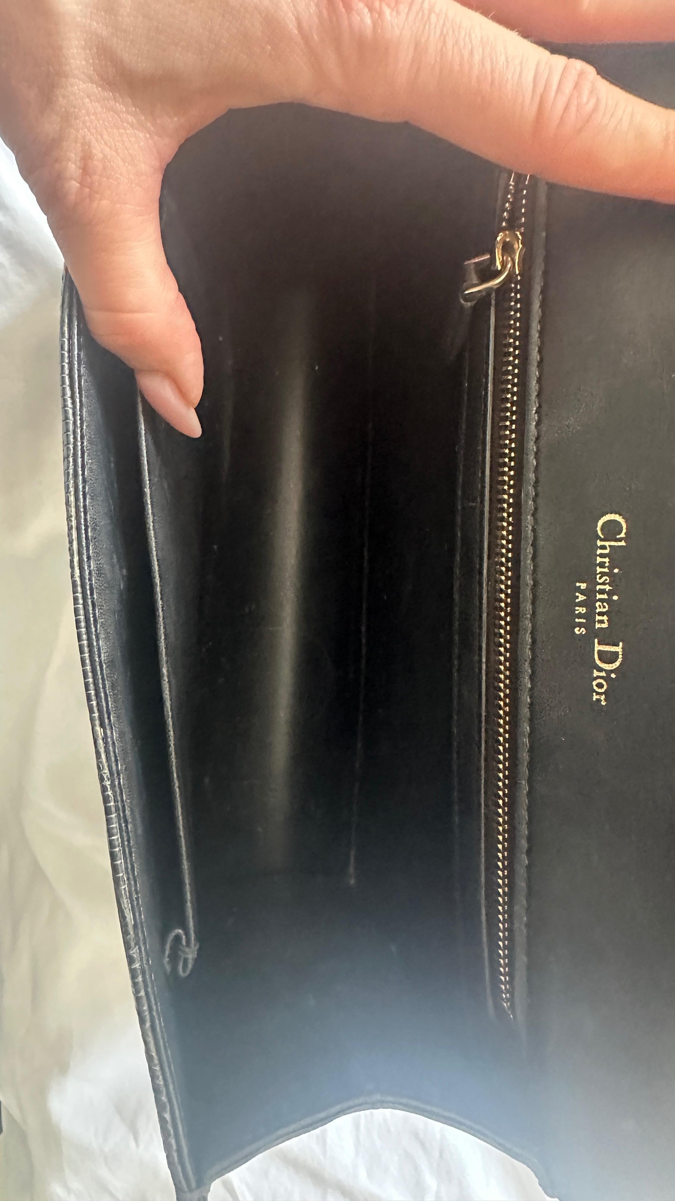 Dior Black and Gold Lizard Medium Diorama Flap Bag
