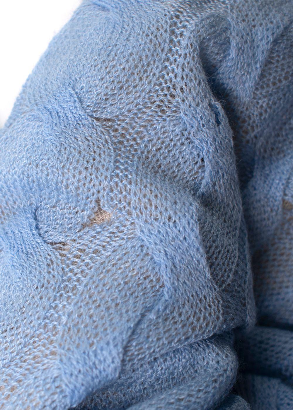 Dior Sky Blue Wool, Cashmere & Silk Cable Knit Jumper Dress