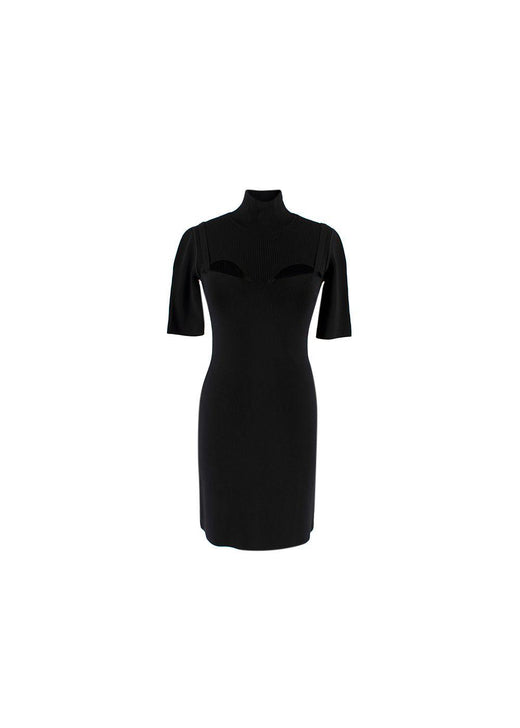 Black Stretch Knit Bustier Cut-Out Mini Dress