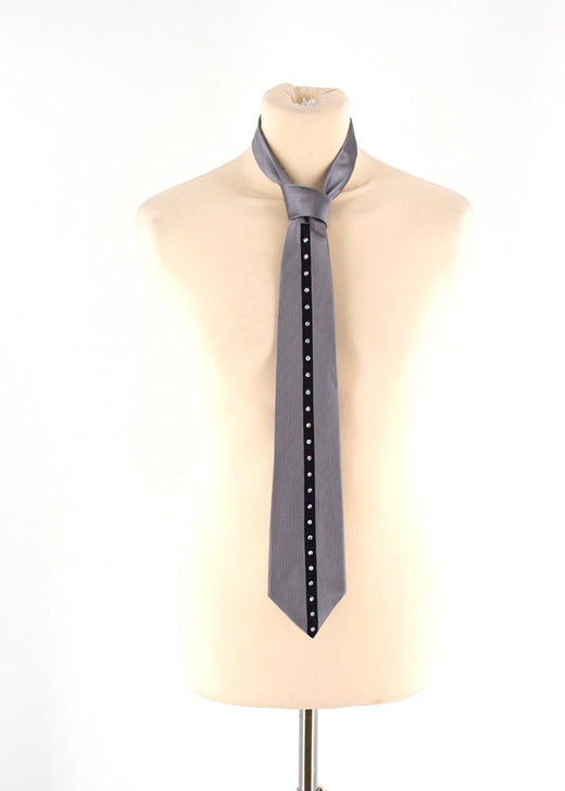 Duchamp Silver Silk Embellished Tie