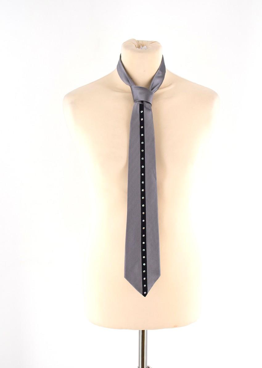Duchamp Silver Silk Embellished Tie