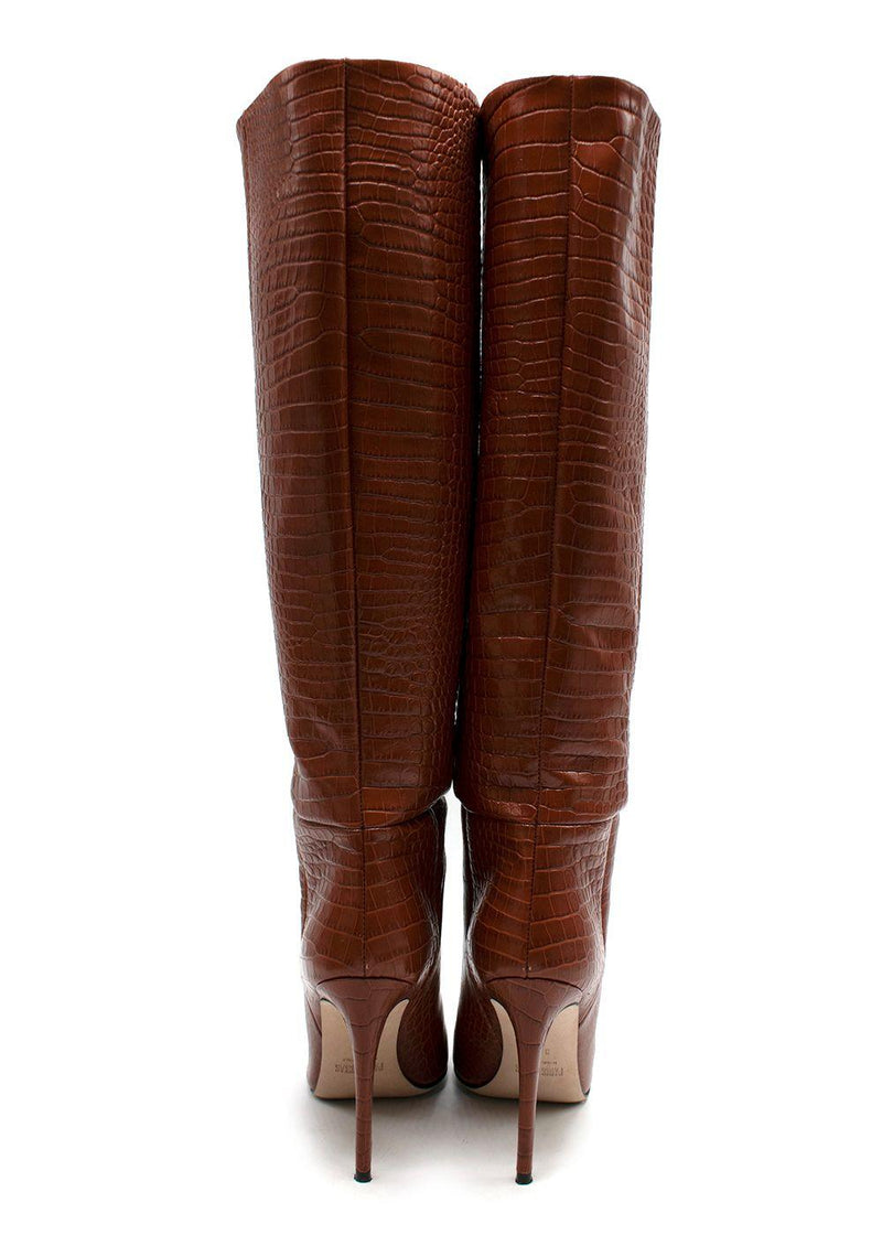 Paris Texas Stiletto 60 Crocodile-effect Leather Knee-high Boots