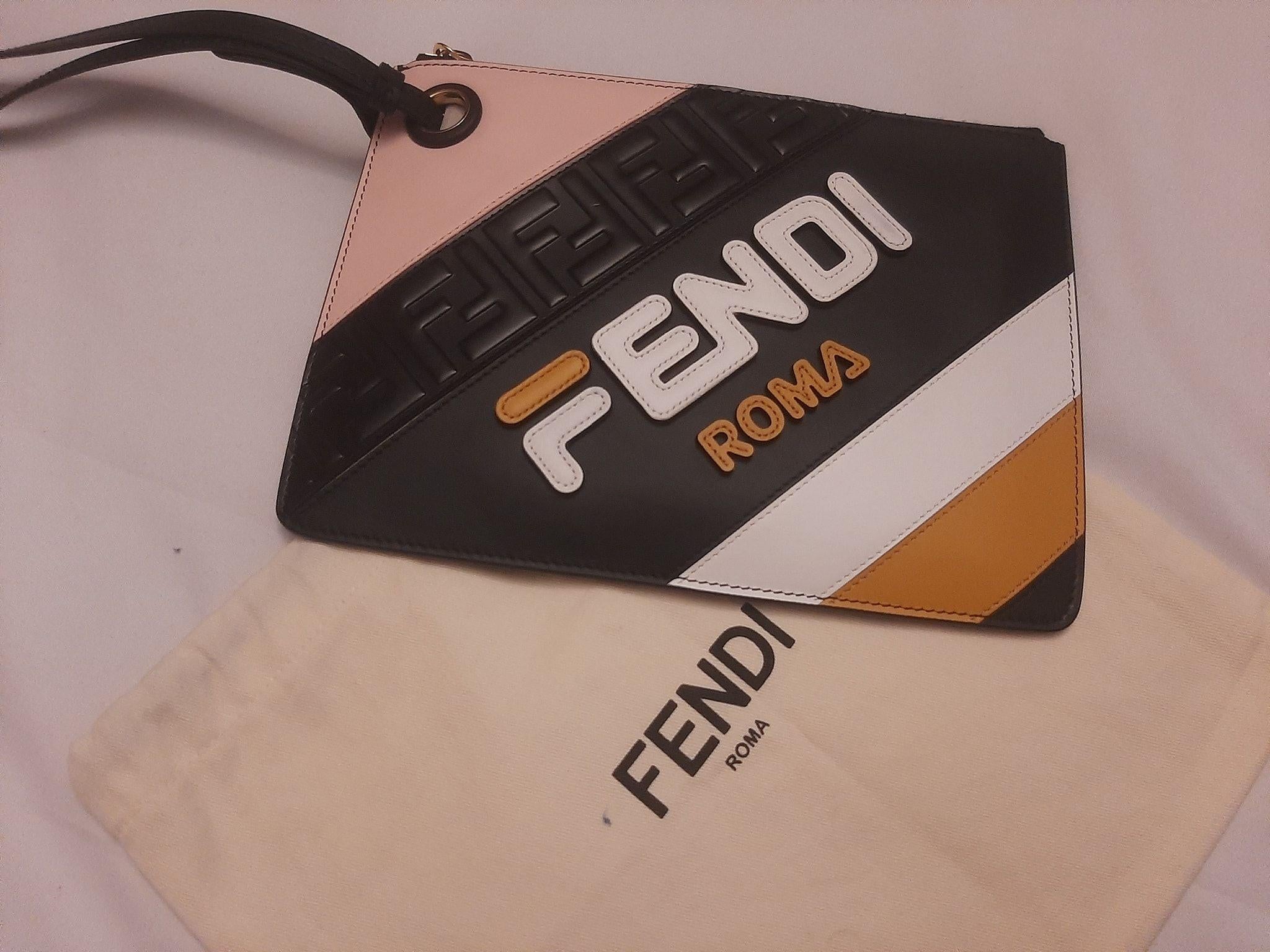 x Fila tricolour leather clutch bag