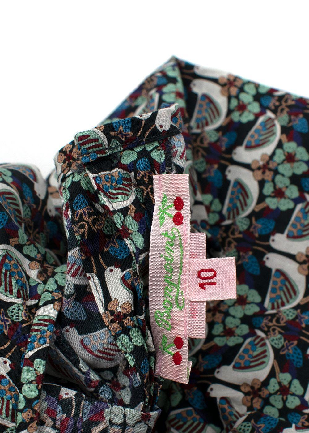 Bird Floral Printed Cotton Top